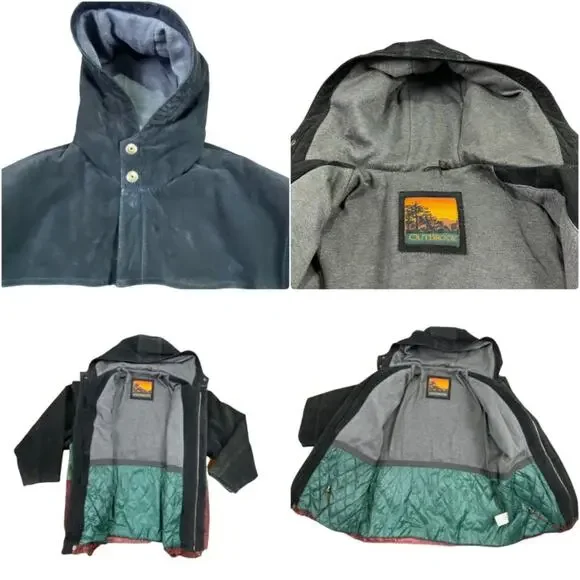 Outbrook Hooded Color Block Suede Coat Jacket Ladies Large Black Green Burgundy - Picture 6 of 16